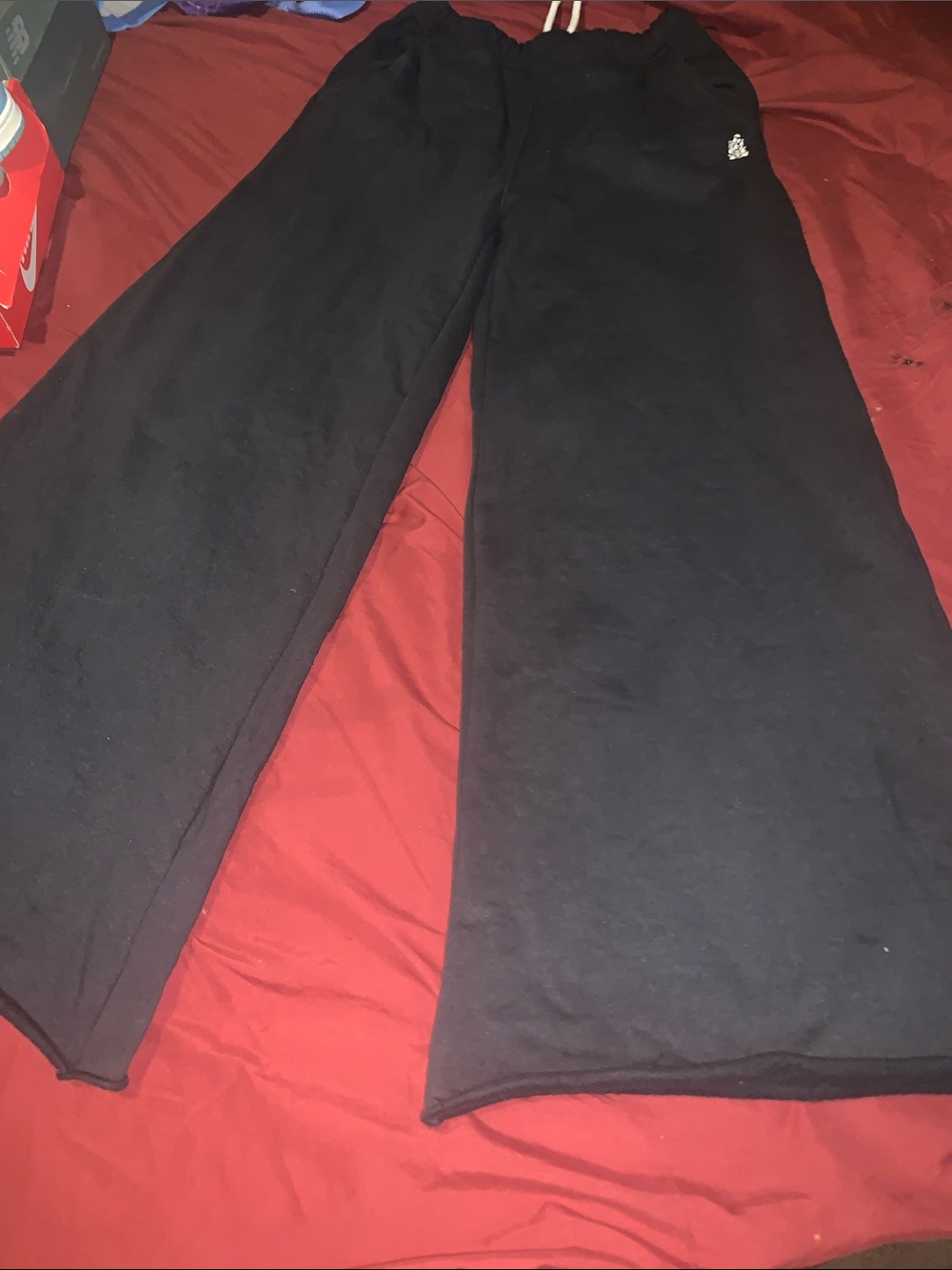 FP Movement by Free People Black Wide-Leg Lounge Pants with White Drawstring